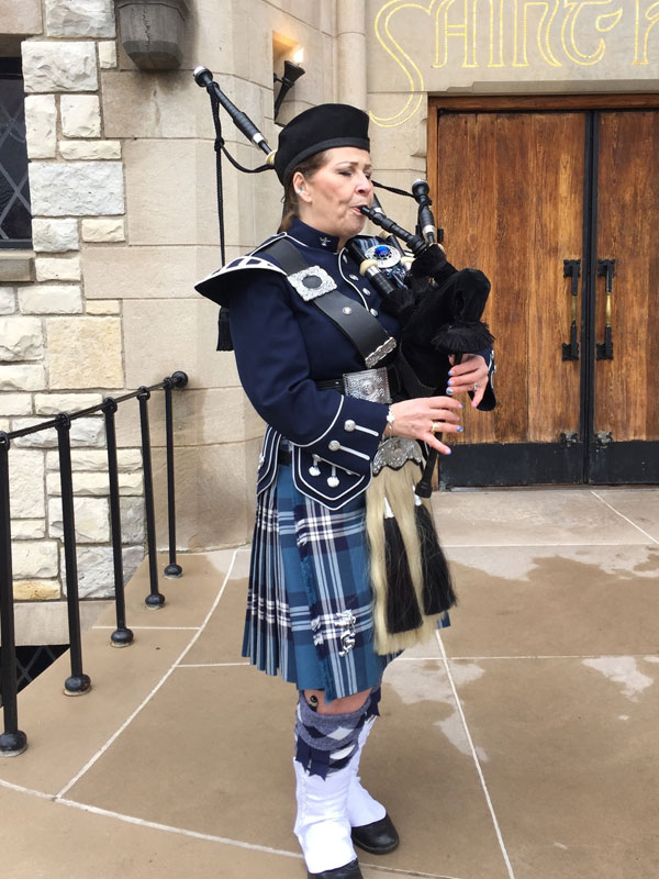 a bagpipe player